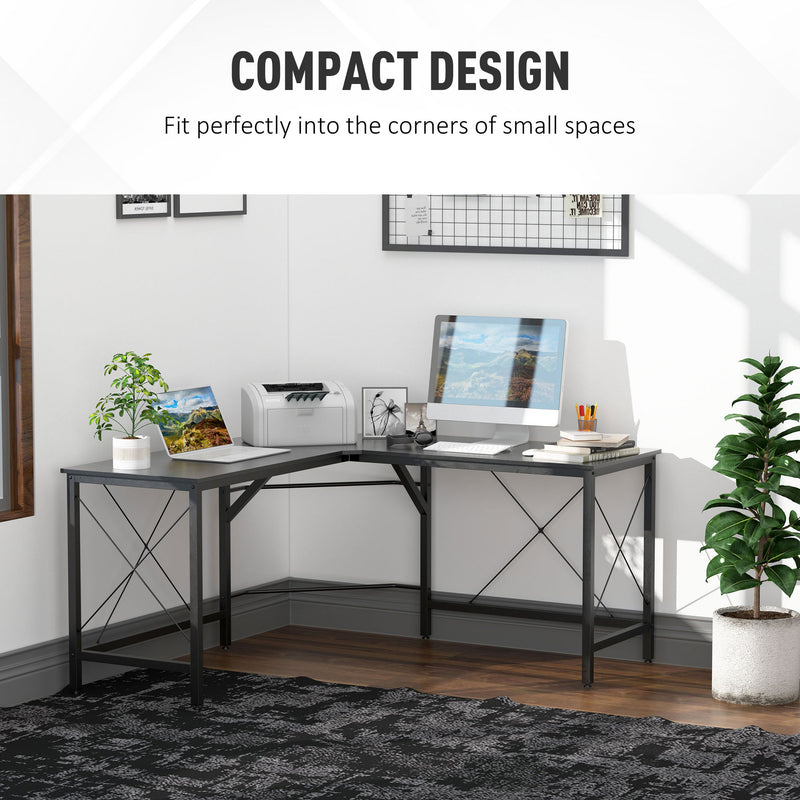 Corner Gaming Desk L-Shape Computer PC Workstation Home Office Three Worktop Writing Table 76x150cm Black