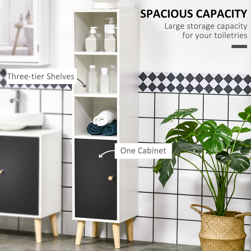 Bathroom Storage Cabinet, Bathroom Floor Standing Tallboy Unit with Adjustable Shelves and Cabinet, White