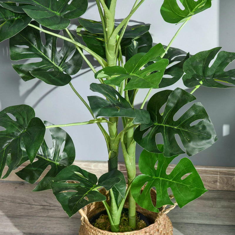 100cm/3.3FT Artificial Monstera Tree Decorative Cheese Plant 21 Leaves with Nursery Pot, Fake Tropical Palm Tree for Indoor Outdoor Décor