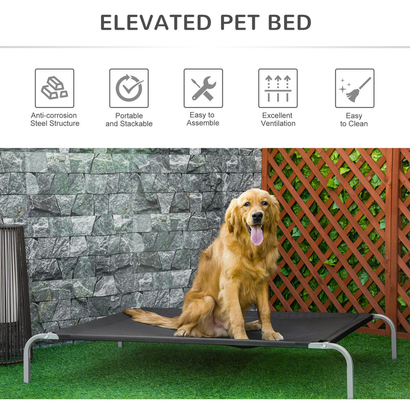 Elevated Pet Bed Cooling Raised Cot-Style Bed for Large Sized Dogs with Non-slip Pads Steel Frame Breathable Mesh Fabric, 130 x 90 x 20 cm