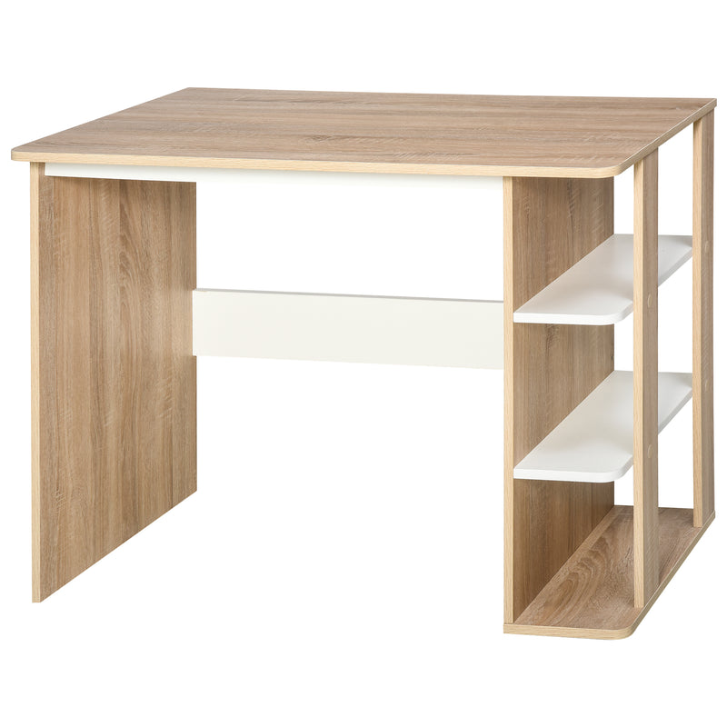 Computer Desk & 3-Tier Side Shelves Wide Table Top Home furniture OAK