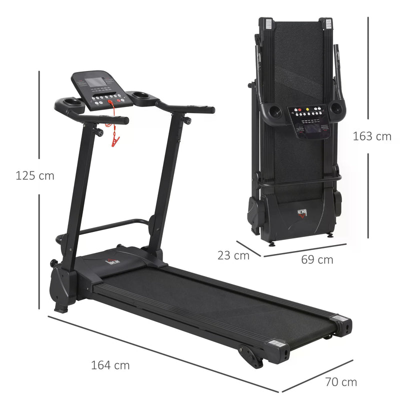 Treadmill Machine Electric Motorised Folding Running Machine MP3 & USB Player 5 Preset Programs w/ LCD Display, Drink Holders Black