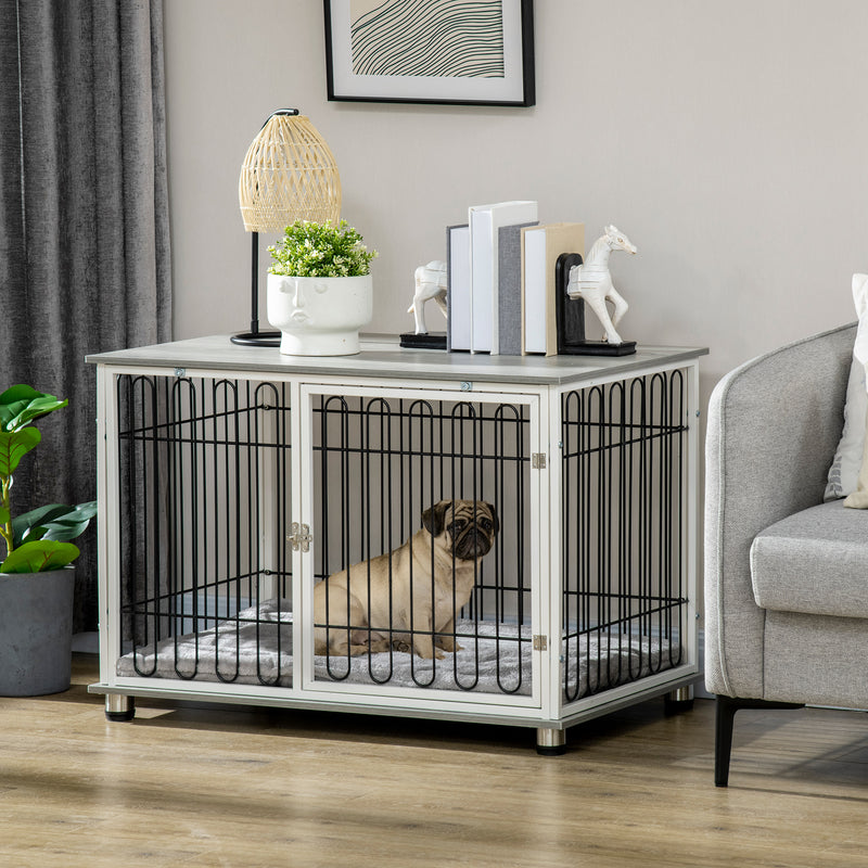 Dog Crate Furniture Side End Table with Soft Washable Cushion, Indoor Dog Kennel with Lockable Door, for Small and Medium Dogs