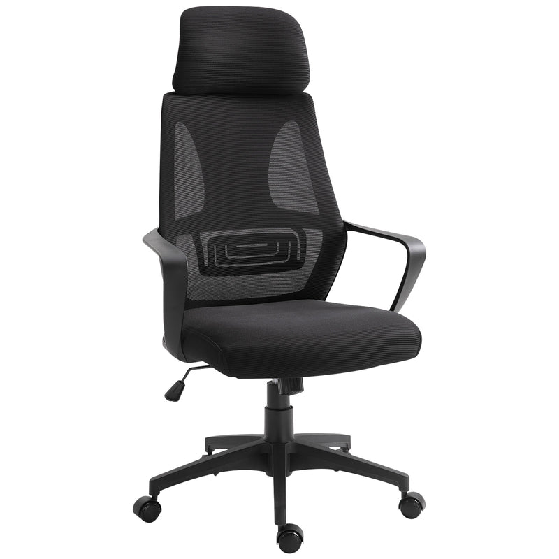 Ergonomic Office Chair w/ Wheel, High Mesh Back, Adjustable Height Home Office Chair - Black