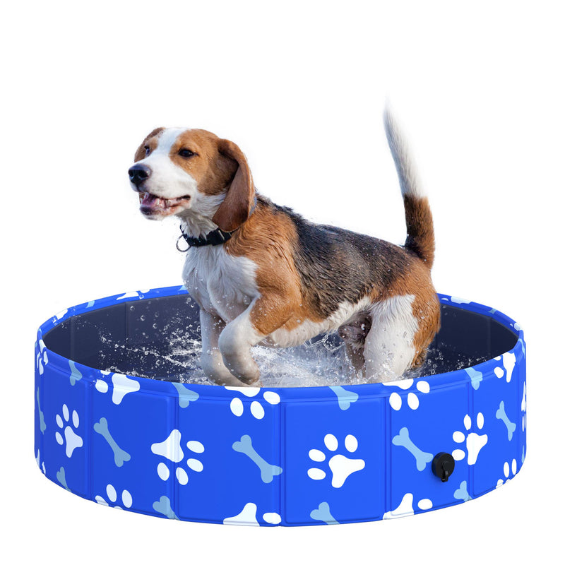 Dog Swimming Pool Foldable Pet Bathing Shower Tub Padding Pool Dog Cat Puppy Washer Indoor/Outdoor ?80 x 20H cm XS Sized