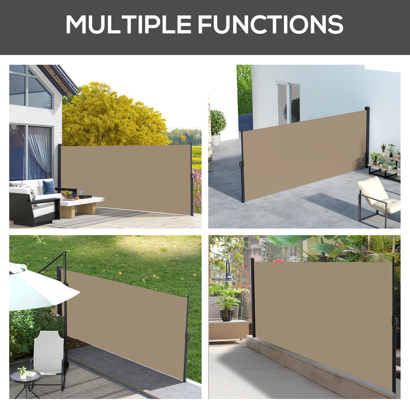 Retractable Side Awning, Outdoor Privacy Screen for Garden, Hot Tub, Balcony, Terrace, Pool, 400 x 180cm, Khaki