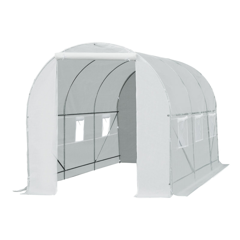 4.5 x 2 x 2 m Large Galvanised Steel Frame Outdoor Poly Tunnel Garden Walk-In Patio Greenhouse - White