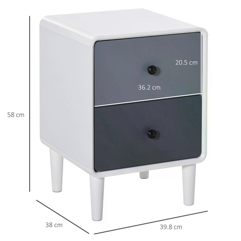 Modern Side Cabinet Nightstand Home Organizer with 2 Storage Drawer Unit for Bedroom, Living Room