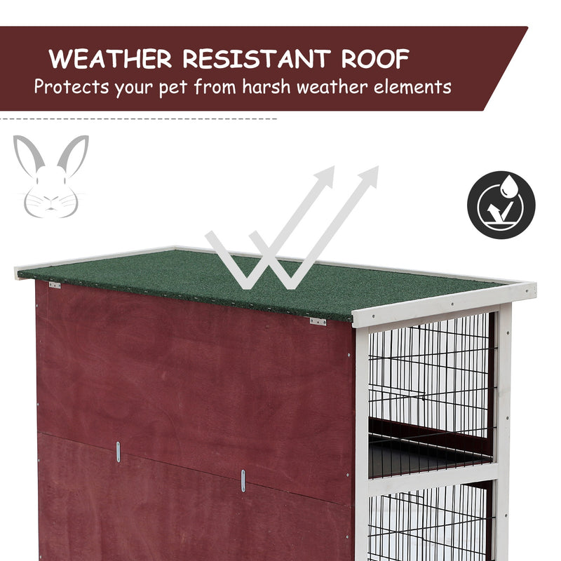 Two-Tier Rabbit Hutch, 136.4Lx50Wx93H cm-Brown/White