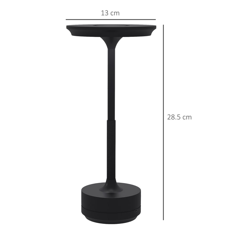 Cordless Table Lamp, Touch LED Desk Lamp with 4000mAh Rechargeable Battery, 3 Colour, for Bedroom Living Room, Black