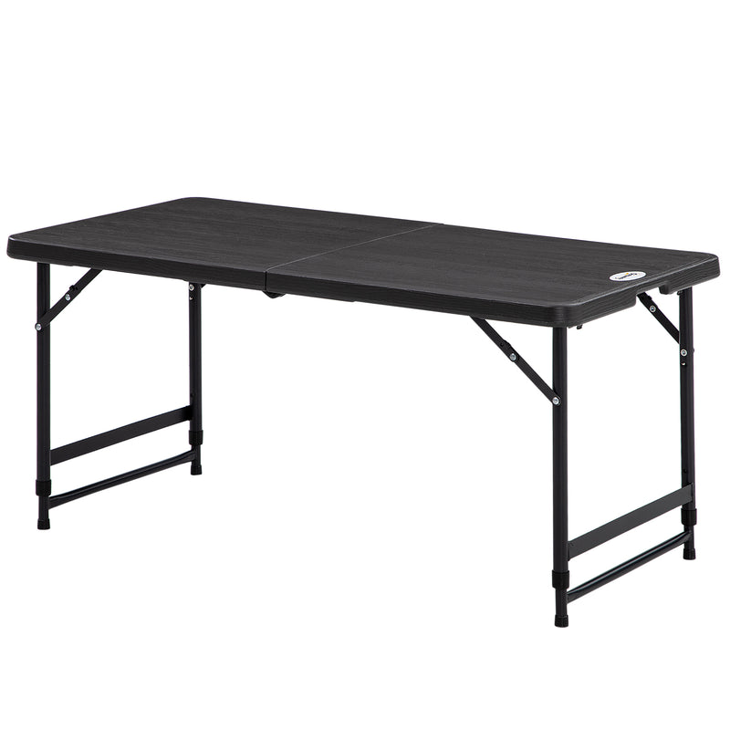Foldable Patio Dining Table for 4, Height Adjustable Outdoor Table for Garden, Lawn, Dark Grey