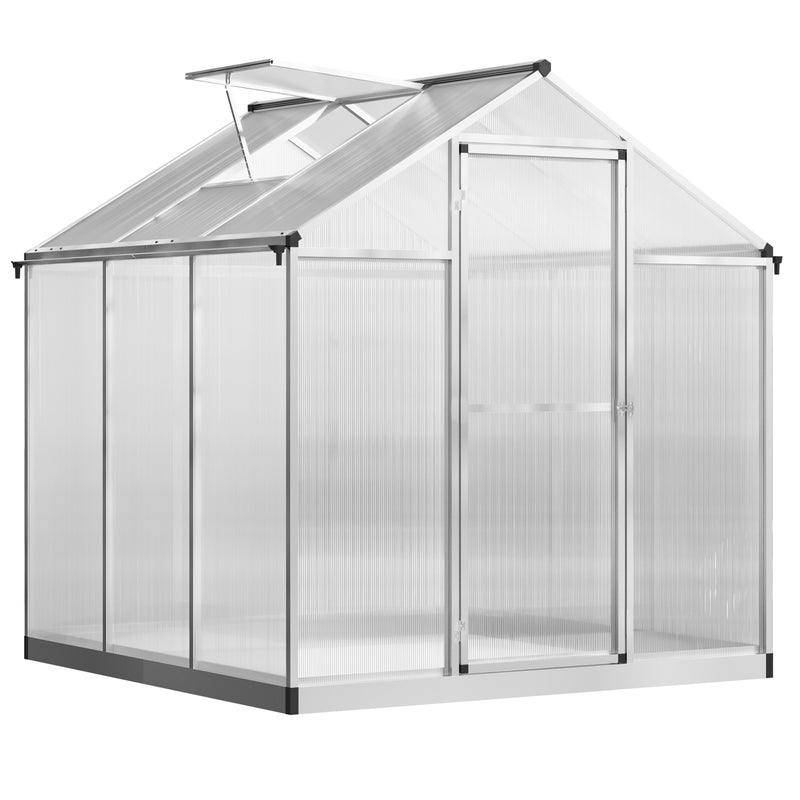 6x6ft Clear Polycarbonate Greenhouse Aluminium Frame Large Walk-In Garden Plants Grow