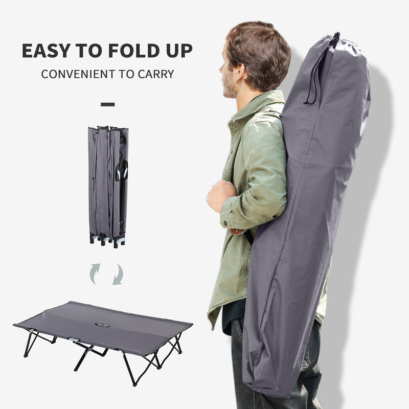 Outdoor Double Camping Folding Cot Portable Sunbed with Carry Bag