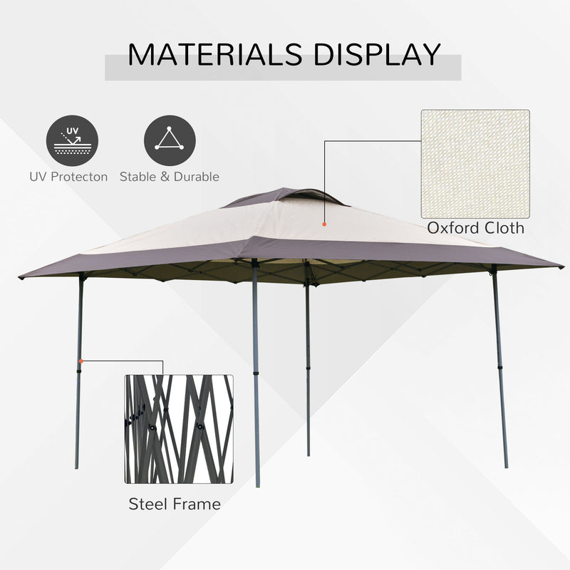 4 x 4m Pop-up Canopy Gazebo Tent with Roller Bag & Adjustable Legs Outdoor Party, Steel Frame, Brown