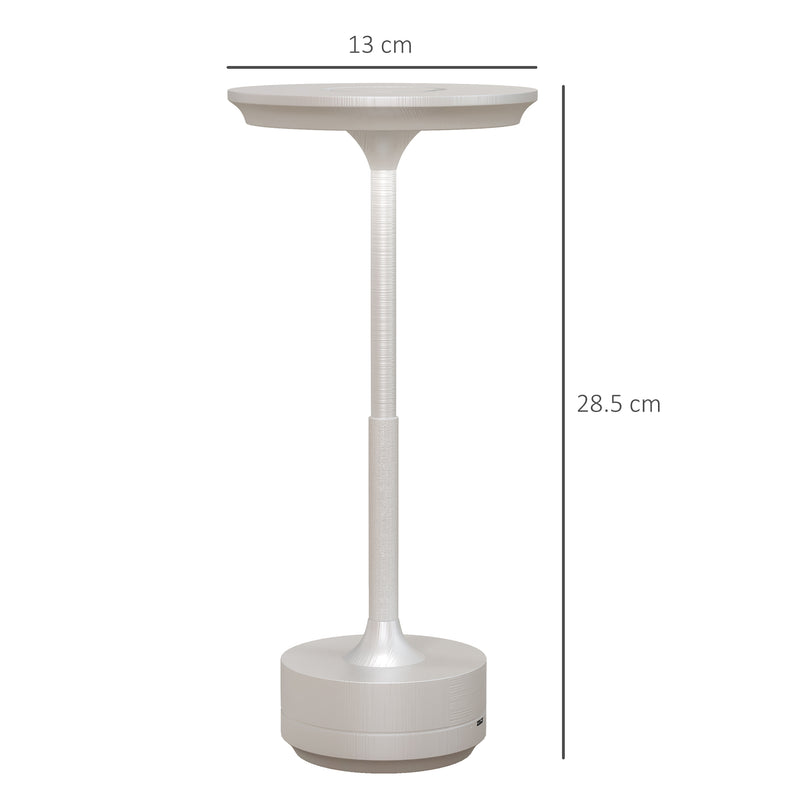 Cordless Table Lamp, Touch LED Desk Lamp with 4000mAh Rechargeable Battery, 3 Colour, for Bedroom Living Room, Silver