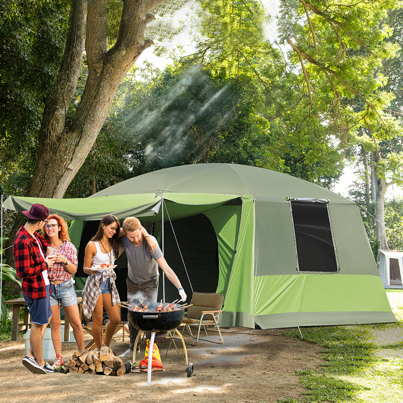 Two Room Dome Tent w/ Porch for 4-8 Man, Camping Backpacking Shelter w/ Mesh Windows, Zipped Doors, Lamp Hook & Portable Carry Bag