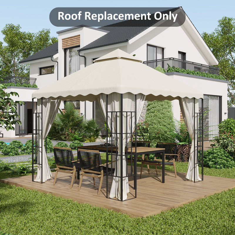 3 x 3 (m) Gazebo Canopy Replacement Covers, 2-Tier Gazebo Roof Replacement (TOP ONLY), Cream White