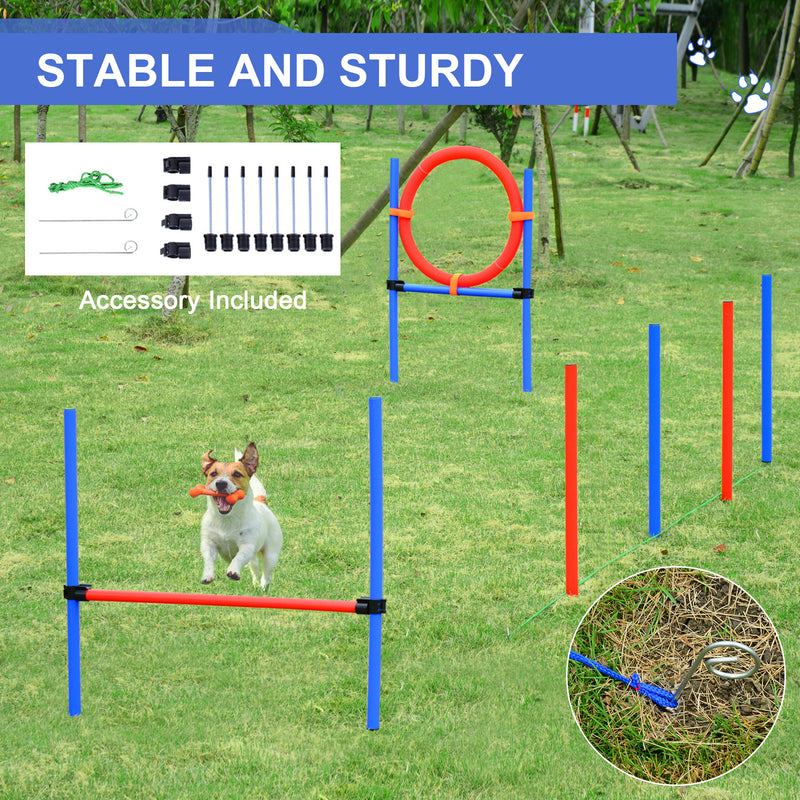Pet Agility Training Equipment Dog Play Run Jump Obedience Training Set Adjustable (Pole + Hoop + Hurdle)