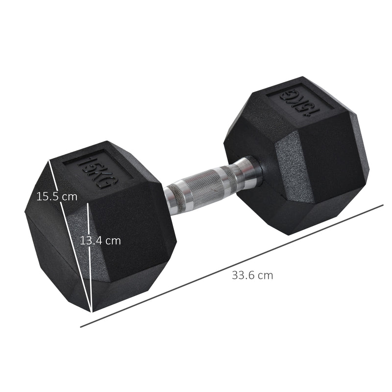 2x15kg Rubber Hex Dumbbell Portable Hand Weights Dumbbell Home Gym Workout Fitness Hand Dumbbell