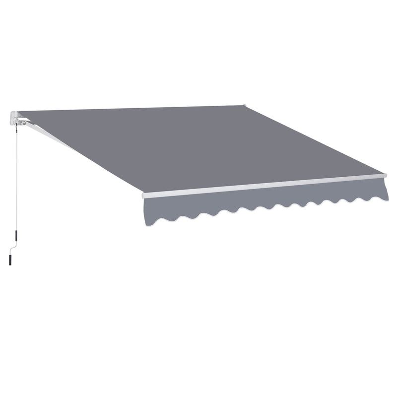 3 x 2.5m Garden Patio Manual Awning Retractable Canopy Sun Shade Shelter with Fittings and Crank Handle Grey