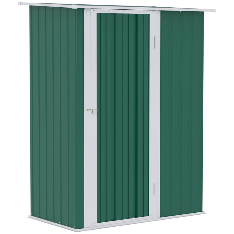 4.7ft x 2.8ft Garden Shed Steel Storage Shed Outdoor Equipment Tool Sloped Roof Door w/ Latch Weather-Resistant Paint Green