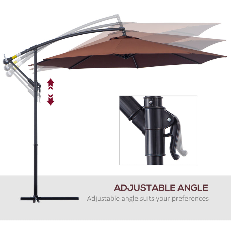 3 m Hanging Umbrella Parasol-Coffee