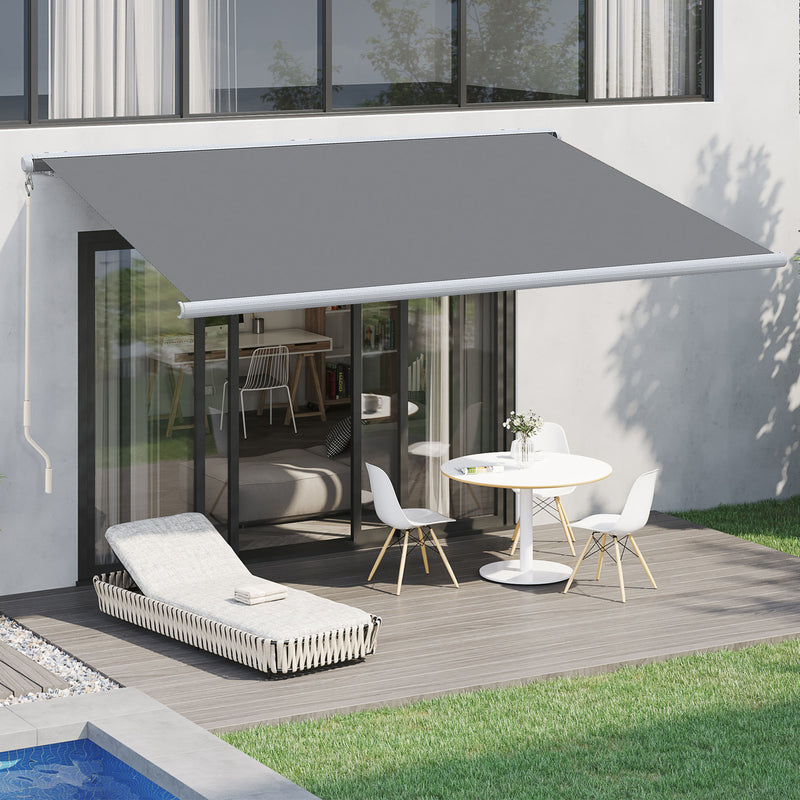 4 x 3 m Full Cassette Electric/Manual Retractable Awning, Sun Canopies for Patio Door Window with Remote Controller, Grey