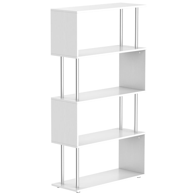 Wooden S Shape Bookcase Bookshelf Dividers Storage Display Unit White