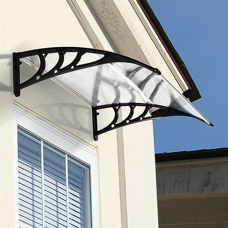 Curved Window Door Canopy Aluminium Rigid Plastic Polycarbonate Fixed Outdoor Awning Modern Design UV Water Rain Resist