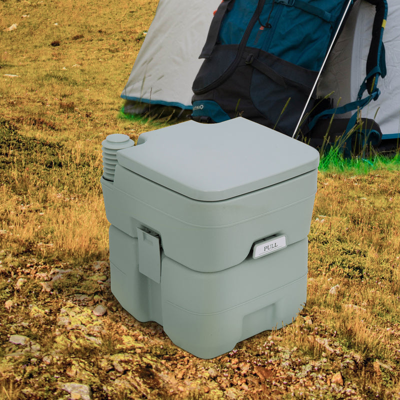 Portable Travel Mobile Toilet Outdoor Camping Handle WC Grey