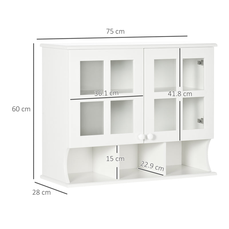 Wall-Mounted Bathroom Medicine Cabinet, Modern Bathroom Cabinet with Shelves for Living Room and Entryway, White