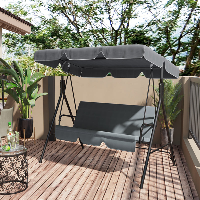 Garden Swing Canopy Replacement 2 Seater with Tubular Framework, Swing Seat Replacement Cover, UV50+ Sun Shade (Canopy Only), Dark Grey