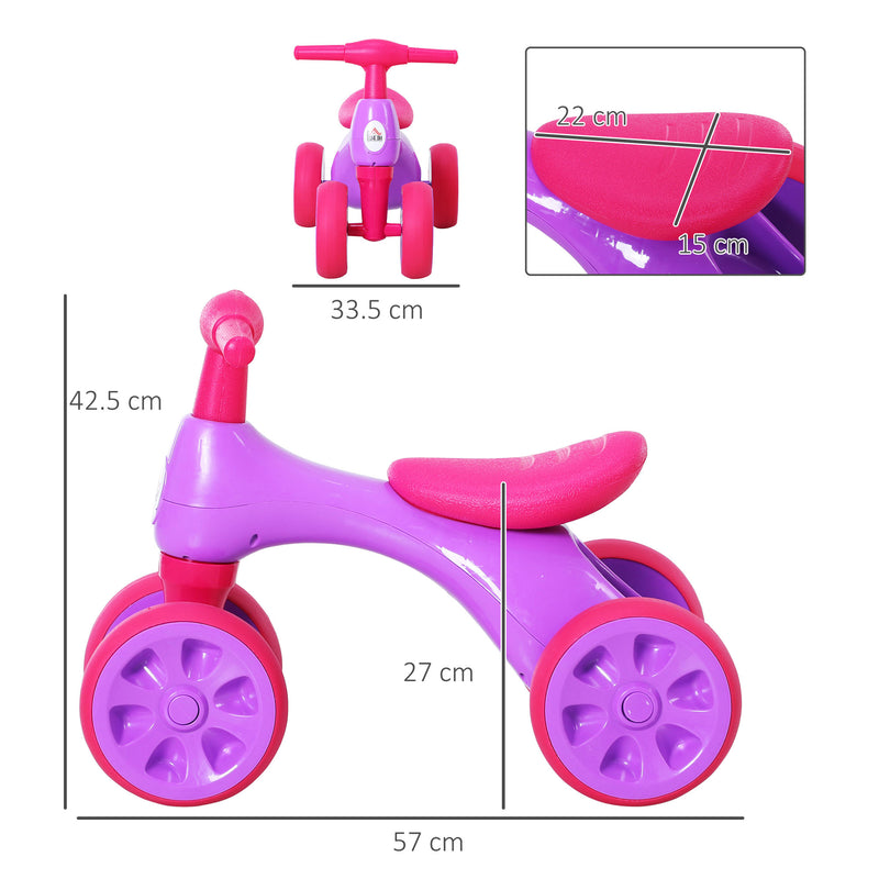 Toddler Training Walker Balance Ride-On Toy with Rubber Wheels Purple