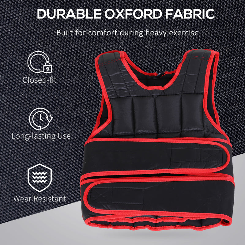 20kg Metal Sand Weight Adjustable Unisex Trainer Vest Black/Red