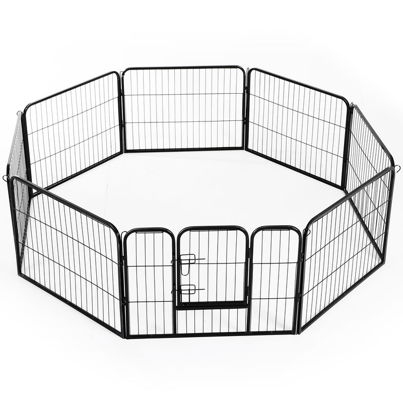 Heavy Duty Dog Pet Puppy Metal Playpen Play Pen Rabbit Pig Hutch Run Enclosure Foldable Black 80 x 60 cm (Small)