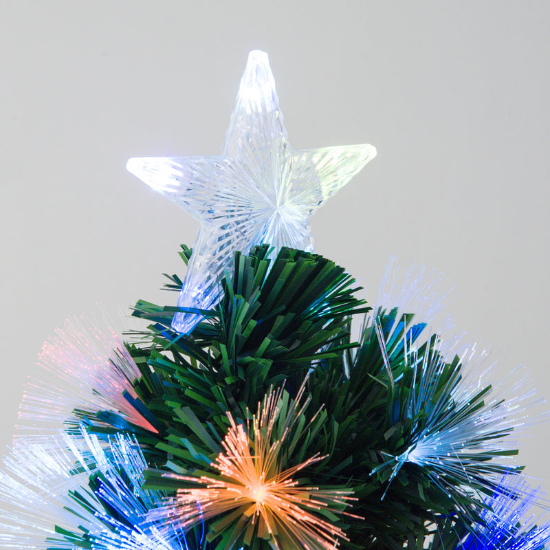 HOMCM 1.2m Tall Artificial Tree Fiber Optic Colorful LED Pre-Lit Holiday Home Christmas Decoration with Flash Mode, Green