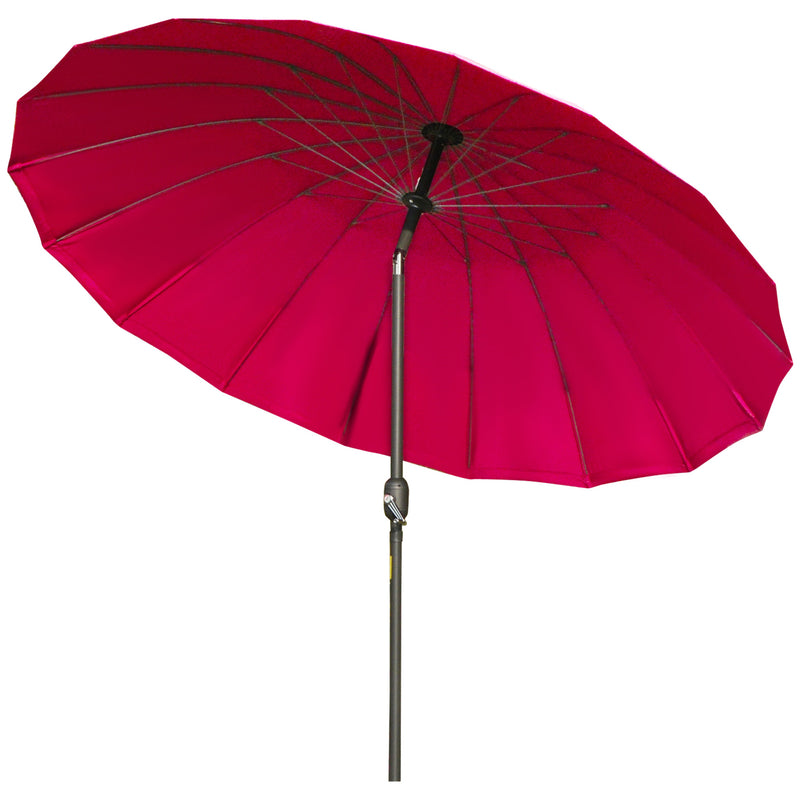 Ф255cm Patio Parasol Umbrella Outdoor Market Table Parasol with Push Button Tilt Crank and Sturdy Ribs for Garden Lawn Backyard Pool Wine Red