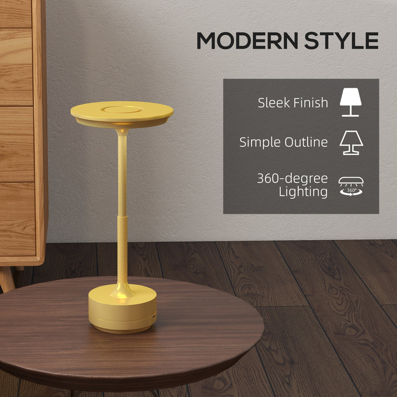 Cordless Table Lamp, Touch LED Desk Lamp with 4000mAh Rechargeable Battery, 3 Colour, for Bedroom Living Room, Gold Tone
