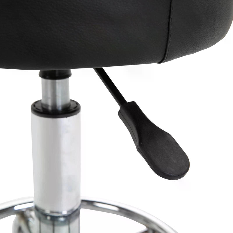 PU Leather Height Adjustable Swivel Salon Stool Black