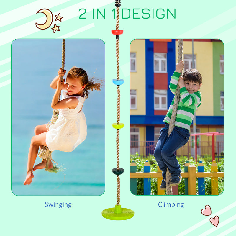 Multicolor Kid Climbing Rope Disc Swings Seat Set with Platforms Outdoor Toys Playset for Playground Backyard