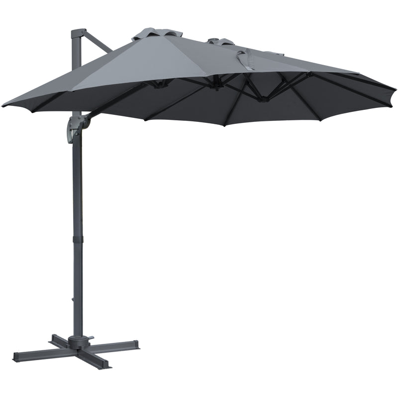 4.5 m Patio Cantilever Roma Parasol, Large Double-Sided Rectangular Garden Umbrella with Crank Handle, 360° Cross Base for Bench, Outdoor