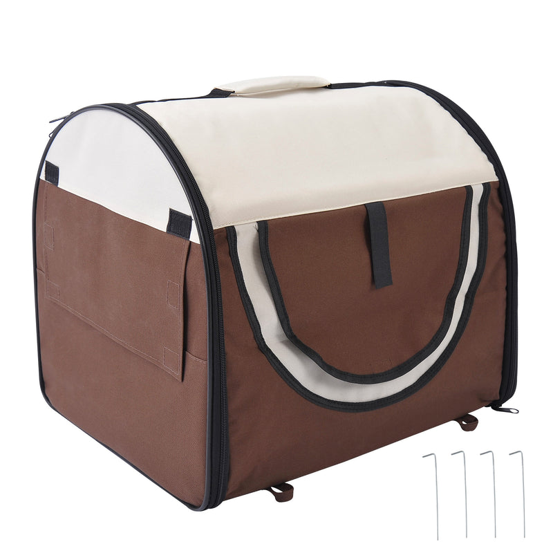 Pet Carrier Folding Cat Carrier Dog Bag Fabric Soft Pet Crate, 46 x 36 x 41 cm, Brown
