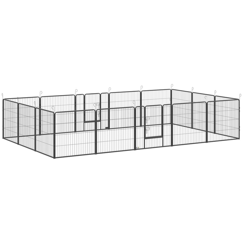 16 Panels Heavy Duty Puppy Playpen, for Small and Medium Dogs, Indoor and Outdoor Use - Grey
