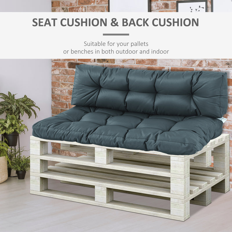 2Pcs Garden Tufted Pallet Cushion Seat Pad 120L x 80W x 12Dcm Back Cushion Patio for Indoor Outdoor Use, Dark Grey