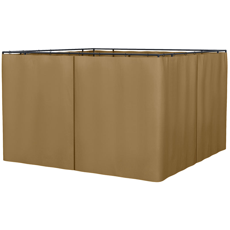 Replacement Gazebo Curtain 4-Panel Sidewalls with Zipper for 3 x 3 (M) Yard Gazebos Canopy Tent Brown