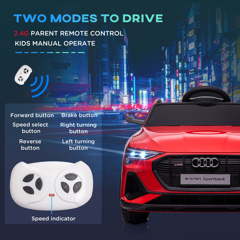 Audi E-tron Licensed 12V Kids Electric Ride On Car with Parental Remote Music Lights MP3 Suspension Wheels for 3-5 Years Red