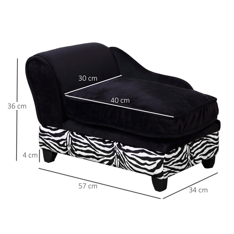 Dog Sofa Bed for XS-Sized Dogs, Pet Chair w/ Hidden Under Seat Storage, Cat Sofa Lounge w/Removable Soft Cushion, Thick Sponge, Wooden Frame