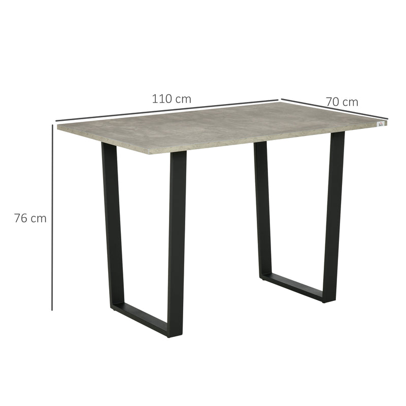 Modern Rectangular Dining Table, Kitchen Table with Adjustable Steel Base and Spacious Tabletop for 4 People, Light Grey