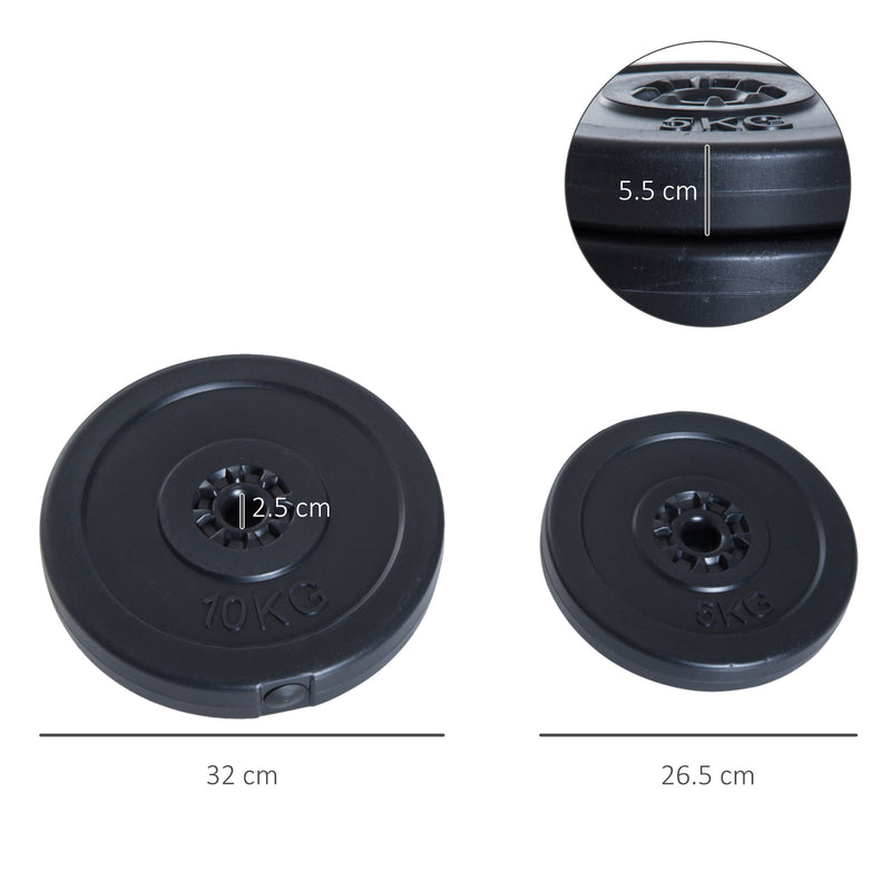 4pc Durable Gym Barbell Plates Weight Dumbbell Set for Exercise Fitting Gym Body Workout Disc Weight Plate Set 2 x 5kg & 2 x 10kg Black