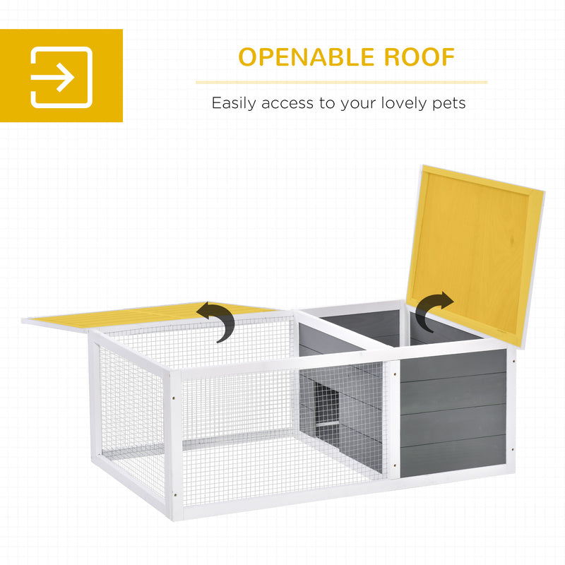 Indoor Outdoor Wooden Rabbit Hutch Small Animal Cage Pet Run Cover, with UV-resistant Asphalt roof and Water-repellent Paint